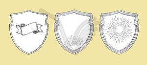 Heraldic shields. Vintage elements decorative set. - vector image