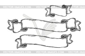 Vintage hand-drawn blank banners. Ribbons s. t - vector clip art