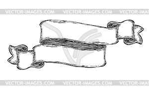 Vintage hand-drawn blank banner. Ribbon . temp - vector image