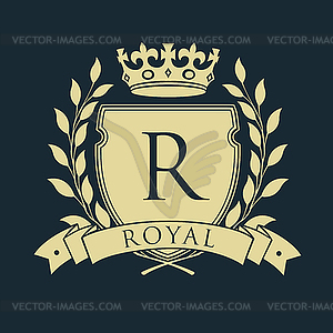 Королевский герб. Геральдический щит королевской эмблемы - рисунок в векторе