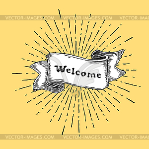 Welcome sign. Vintage sign with welcome word on - vector clipart