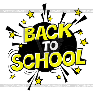 Back to school poster. Comic retro yellow alphabet - vector EPS clipart