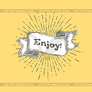 Enjoy. Vintage ribbon banner with text Enjoy and - vector clip art