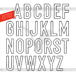 Handmade retro outline white font. Black letters - vector EPS clipart