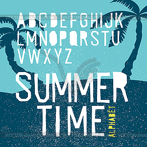 Summer time alphabet. letters. Summer beach pa - stock vector clipart