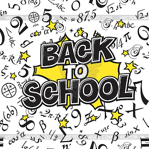 Back to school black and white . Comic retro monochr - vector clipart