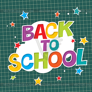 Back to school. Colorful poster with paper and - vector image