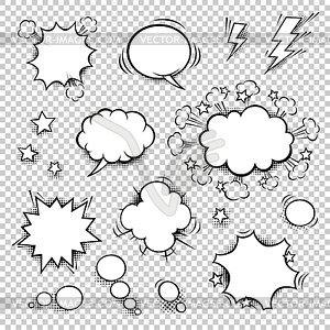 Comic speech bubbles set with different shapes and - vector image