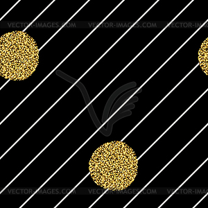 Diagonal black lines. Golden dots seamless d - vector clipart
