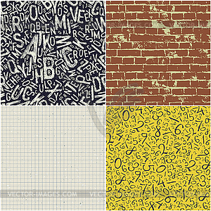 Four educational seamless patterns collection. - vector image