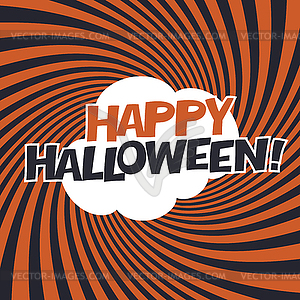 Happy Halloween Typography. On orange rays - vector image