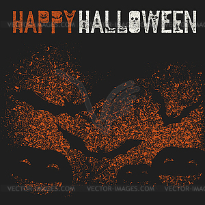 Happy Halloween. Holiday logotype. Pumpkins and bat - vector clipart