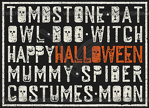 Halloween words decorative poster. Grunge stamp - vector clip art