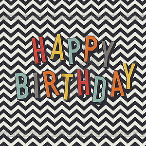 Vintage Birthday Card. Diagonal lines and colorful - vector image