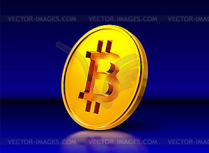 Bitcoin golden coin representing blockchain - vector image