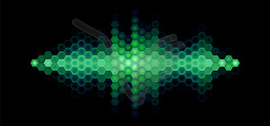 Audio or music shiny sound waveform with hexagonal - color vector clipart