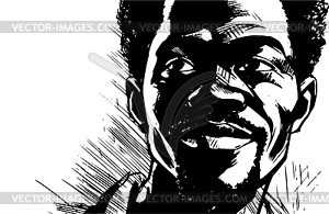 Man portrait in hand drawing or engraving style. 60 - vector image