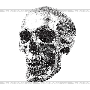 Human skull in dotwork or tattoo style. Mystic - vector clipart