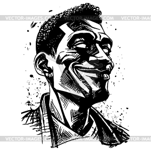 Man portrait in hand drawing or engraving style. 60 - vector clipart