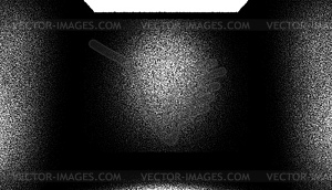 Abstract dark room with lights in retro dotwork - vector clip art