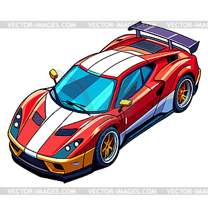 Isometric sports car with retro design. Vintage - vector clipart