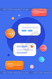 Dialogue concept with speech bubbles and message - vector image