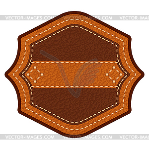 Leather label with grungy texture and seam. Brown - stock vector clipart