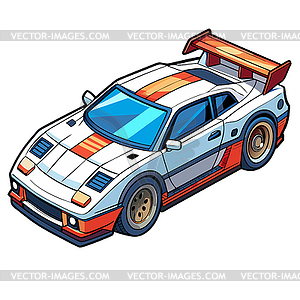 Isometric sports car with retro design. Vintage - vector image