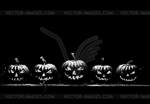 Halloween pumpkin in dark in retro dotwork style. - vector clip art