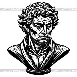 Classic gentleman bust avatar in engraving style. - vector clipart