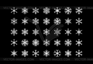 Set of cute snowflake icons on background New Year - vector clip art