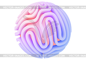 3d orb shape with algorithmic pattern, holographic - vector image