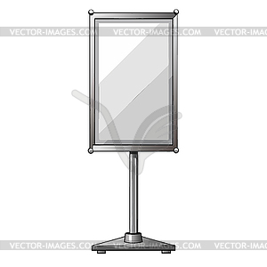 Blank white ad stand or banner mockup, front view,  - vector image