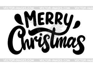 Merry Christmas hand written calligraphic text, . - vector clip art