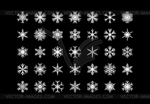 Set of cute snowflake icons on background New Year - vector image