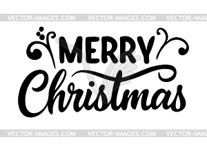 Merry Christmas hand written calligraphic text, . - vector clip art