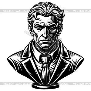 Classic gentleman bust avatar in engraving style. - vector EPS clipart