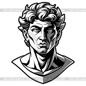 Classic gentleman bust avatar in engraving style. - vector clipart