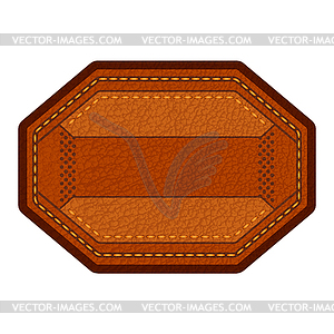 Leather label with grungy texture and seam. Brown - vector clip art