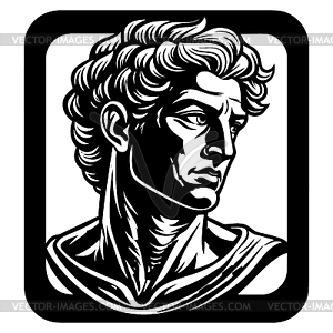 Classic gentleman bust avatar in engraving style. - vector image