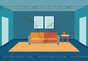 Living room interior with sofa in minimalistic - vector clip art