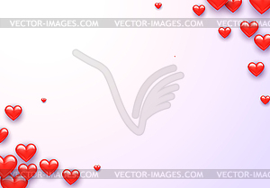 Valentine`s Day greeting card with red hearts flyin - vector image