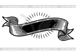 Vintage ribbon in engraving style. classic royal - vector image