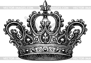 Vintage crown of king or queen, ink drawing. Kingdo - vector image