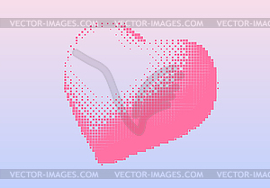 Red pixel heart icon on background in Y2K 3D style - vector image