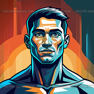 Colorful male portrait in vibrant pop art style wit - vector clip art