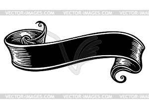 Vintage ribbon in engraving style. classic royal - white & black vector clipart