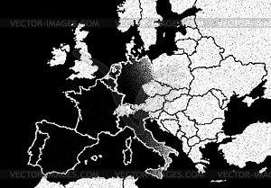 Halftone-style map of Europe during blackout in May - royalty-free vector clipart