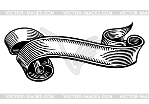 Vintage ribbon in engraving style. classic royal - vector clipart