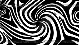 Swirling black and white pattern creates optical - vector clipart